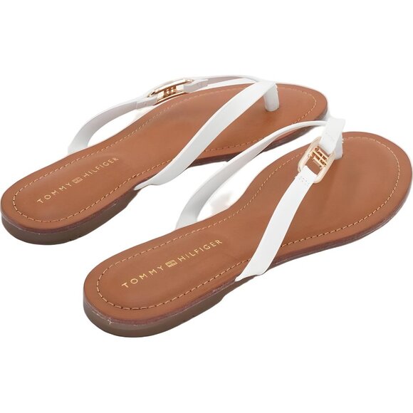 Tommy Hilfiger Liande White Logo Flat Thong Sandals Women's US 10M - Picture 3 of 6